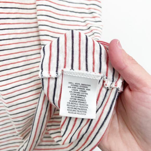 By Anthropologie Red White Blue Striped Hemp Organic Cotton T Shirt Sz S - Picture 3 of 4